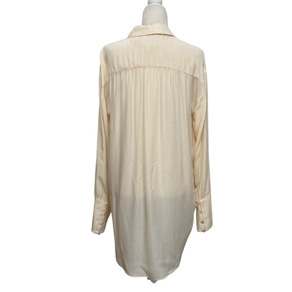 Cinq á Sept Rosalie Ruffle Button Front Shirt Oversized Silhouette Cream - Picture 8 of 16